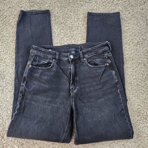 American Eagle Outfitters Strigid Mom Jean Black Distressed Jeans - Picture 1 of 9